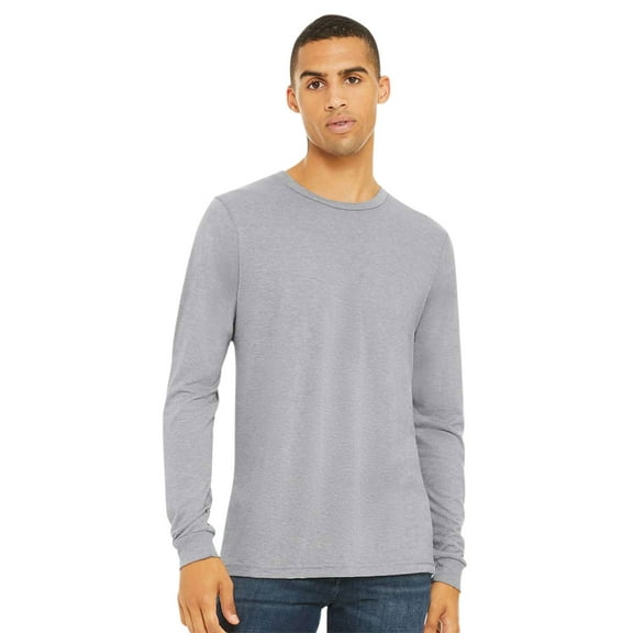 BELLA + CANVAS Unisex Triblend Long Sleeve T-Shirts 50/25/25 Polyester/ Ring-spun Cotton/Rayon Tee Shirt (Athletic Grey Triblend , S)