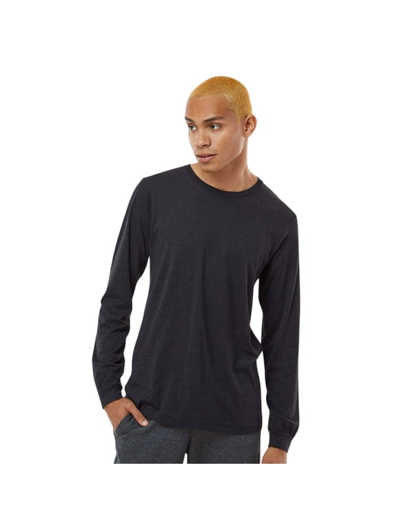 BELLA + CANVAS Unisex Triblend Long Sleeve T-Shirts 50/25/25 Polyester/ Ring-spun Cotton/Rayon Tee Shirt (Black Heather Triblend , M)