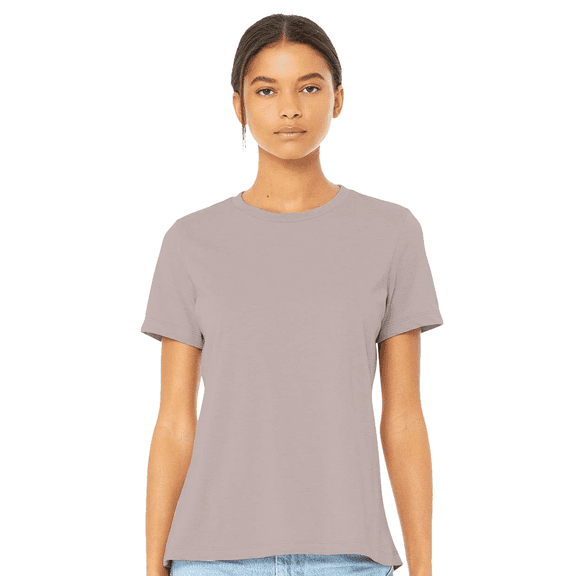BELLA CANVAS Women Heather CVC T-Shirt, Relaxed Fit Short Sleeve Crew Neck, Heather Pink Gravel, M
