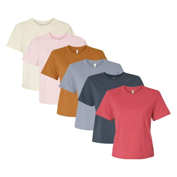 BELLA + CANVAS Women's 100% Cotton Heavyweight T-Shirts Bulk Plain Tees Pack for Wholesale Printing or Wear (Bright Color 6 Pack, S)