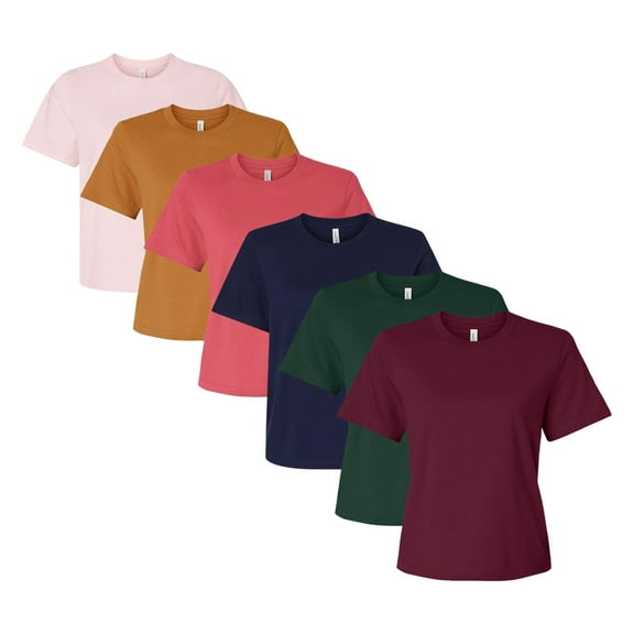 BELLA + CANVAS Women's 100% Cotton Heavyweight T-Shirts Bulk Plain Tees Pack for Wholesale Printing or Wear (Bright +Dark Color 6 Pack, 3XL)