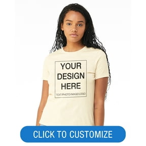 BELLA+CANVAS Women's Crew Neck Personalized T-Shirt, Create your own Designs, Natural, Extra Large