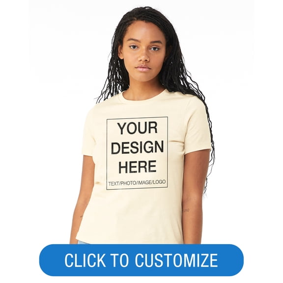 BELLA+CANVAS Women's Crew Neck Personalized T-Shirt, Create your own Designs, Natural, Medium