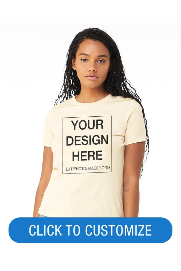 Women's Crew Neck Personalized T-Shirt, Create your own Designs, Natural, Small
