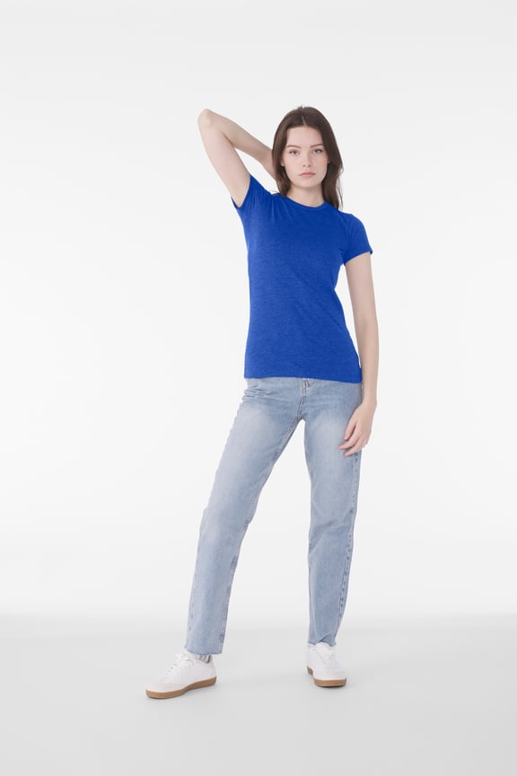 Women's Crew Neck Personalized T-Shirt, Create your own Designs, True Royal, Extra Large