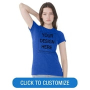 BELLA+CANVAS Womens Crew Neck Personalized T-Shirt, Create your own Designs, True Royal, Xxlarge