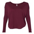 thumbnail image 1 of BELLA + CANVAS Women’s Flowy 2x1 Ribbed Long Sleeve Tee (Maroon, XL), 1 of 2