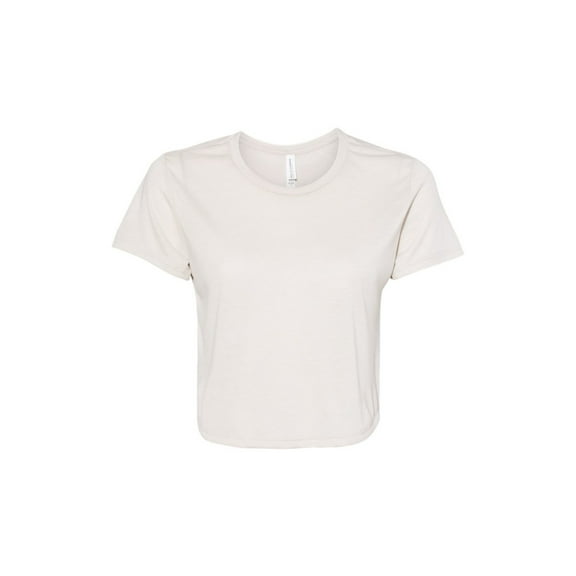 BELLA + CANVAS Women’s Flowy Crop Tee, Short Sleeve Crewneck T-Shirt, Heather Dust, XL