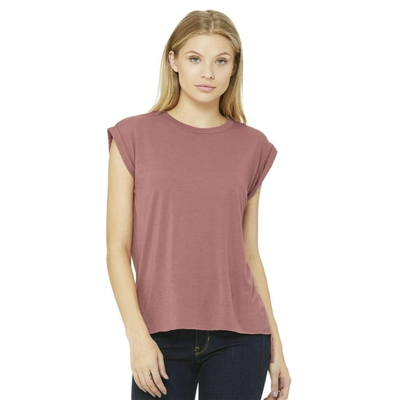 BELLA + CANVAS - Women’s Flowy Rolled Cuffs Muscle Tee - 8804 - Heather Deep Teal - 2XL