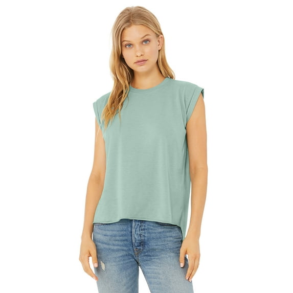 BELLA + CANVAS - Women's Flowy Rolled Cuffs Muscle Tee - 8804
