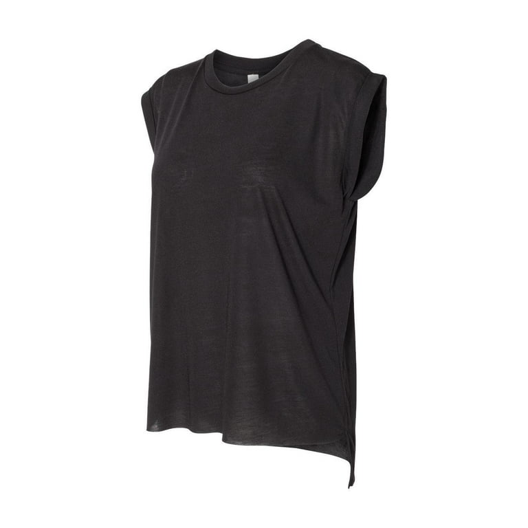 BELLA CANVAS Women s Flowy Rolled Cuffs Muscle Tee 8804