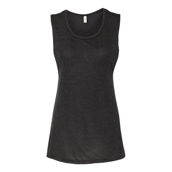 BELLA + CANVAS - Women's Flowy Scoop Muscle Tank - 8803 - Black Heather - Size: XL