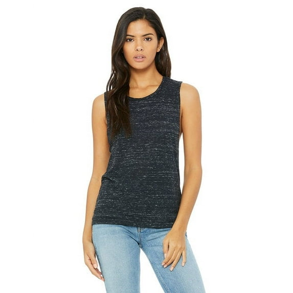 BELLA + CANVAS - Women's Flowy Scoop Muscle Tank - 8803 - Black Marble - Size: 2XL