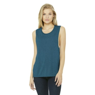 BELLA + CANVAS - Women's Flowy Scoop Muscle Tank - 8803 - Heather Deep Teal