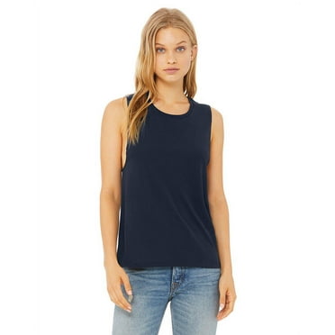 BELLA   CANVAS - Women's Flowy Scoop Muscle Tank - 8803 - Midnight - Size: 2XL