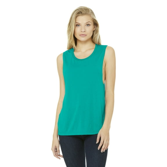 BELLA + CANVAS - Women's Flowy Scoop Muscle Tank - 8803 - Teal - Size: 2XL
