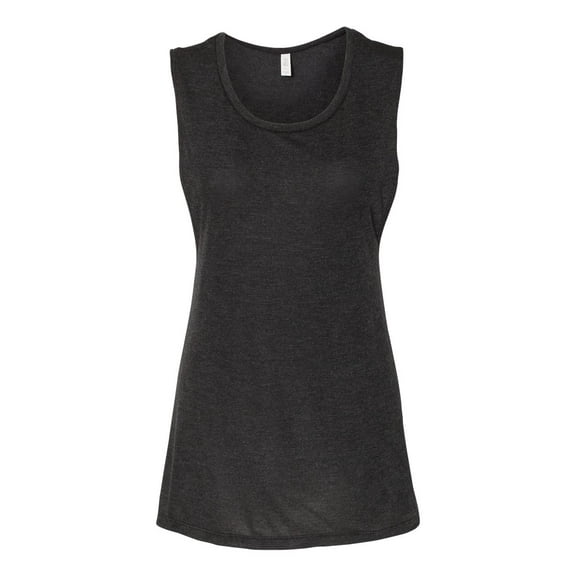 BELLA + CANVAS - Women's Flowy Scoop Muscle Tank - 8803 - Black Heather - Size: M