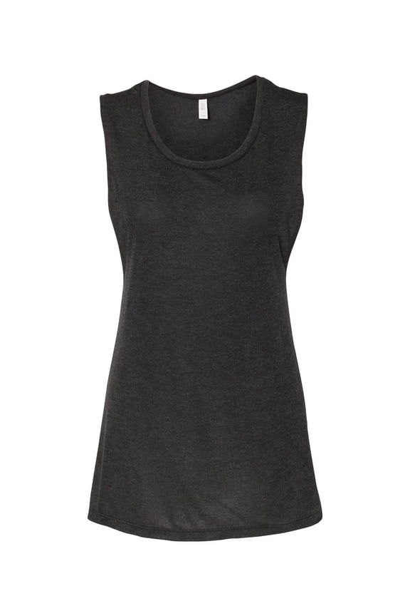 BELLA + CANVAS - Women's Flowy Scoop Muscle Tank - 8803 - Black Heather - Size: M