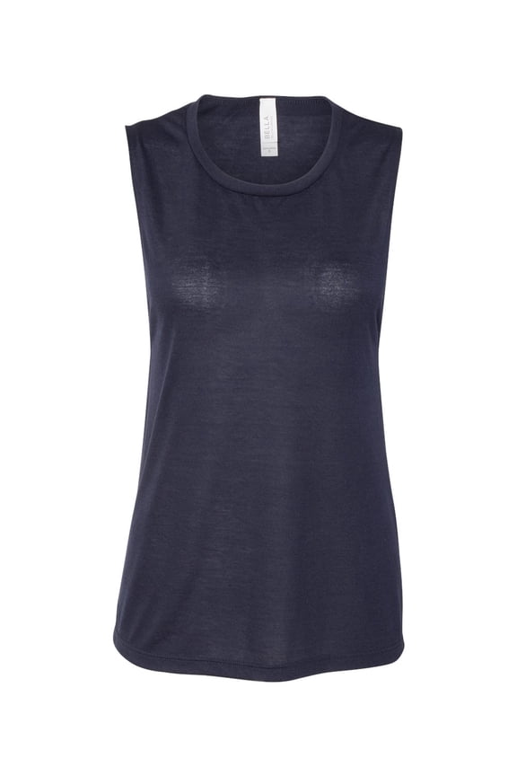 BELLA + CANVAS - Women's Flowy Scoop Muscle Tank - 8803 - Midnight - Size: M