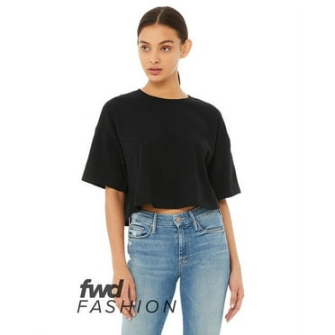 BELLA + CANVAS - Women's Jersey Crop Tee - 6482 - Black - Size: L