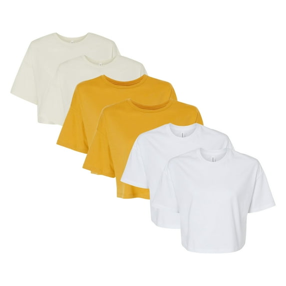 BELLA + CANVAS Women's Jersey Crop Tee Assorted Crewneck T-Shirt 100% Cotton Bulk Wholesale Mix Tees (Bright Color 6 Pack, L)