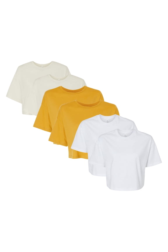 BELLA + CANVAS Women's Jersey Crop Tee Assorted Crewneck T-Shirt 100% Cotton Bulk Wholesale Mix Tees (Bright Color 6 Pack, L)