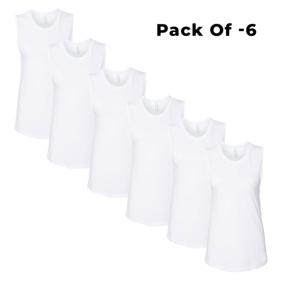 CROWN CRAZE Women's Jersey Muscle Tank Top | Classic Sleeveless Knit Ribbed Racerback, 4.2oz 100% Airlume Combed and Ring-Spun Cotton Tees, Pack Of 6, Size 2XL