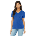 thumbnail image 1 of BELLA+CANVAS Women's Jersey T-Shirt, Short Sleeve V-Neck Relaxed Fit Cotton Tee, True Royal, Size M, 1 of 5