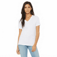 thumbnail image 1 of BELLA+CANVAS Women's Jersey T-Shirt, Short Sleeve V-Neck Relaxed Fit Cotton Tee, White, Size S, 1 of 5
