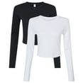 thumbnail image 1 of BELLA + CANVAS Women's Micro Rib Long Sleeve Baby T-Shirt (Solid White Blend+Solid Black Blend 2 Pack, XS), 1 of 8