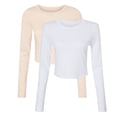 thumbnail image 1 of BELLA + CANVAS Women's Micro Rib Long Sleeve Baby T-Shirt (Solid White Blend+Solid Natural Blend 2 Pack, S), 1 of 8