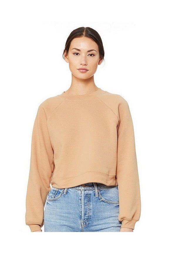 BELLA + CANVAS - Women's Raglan Pullover Fleece - 7505 - Heather Sand Dune