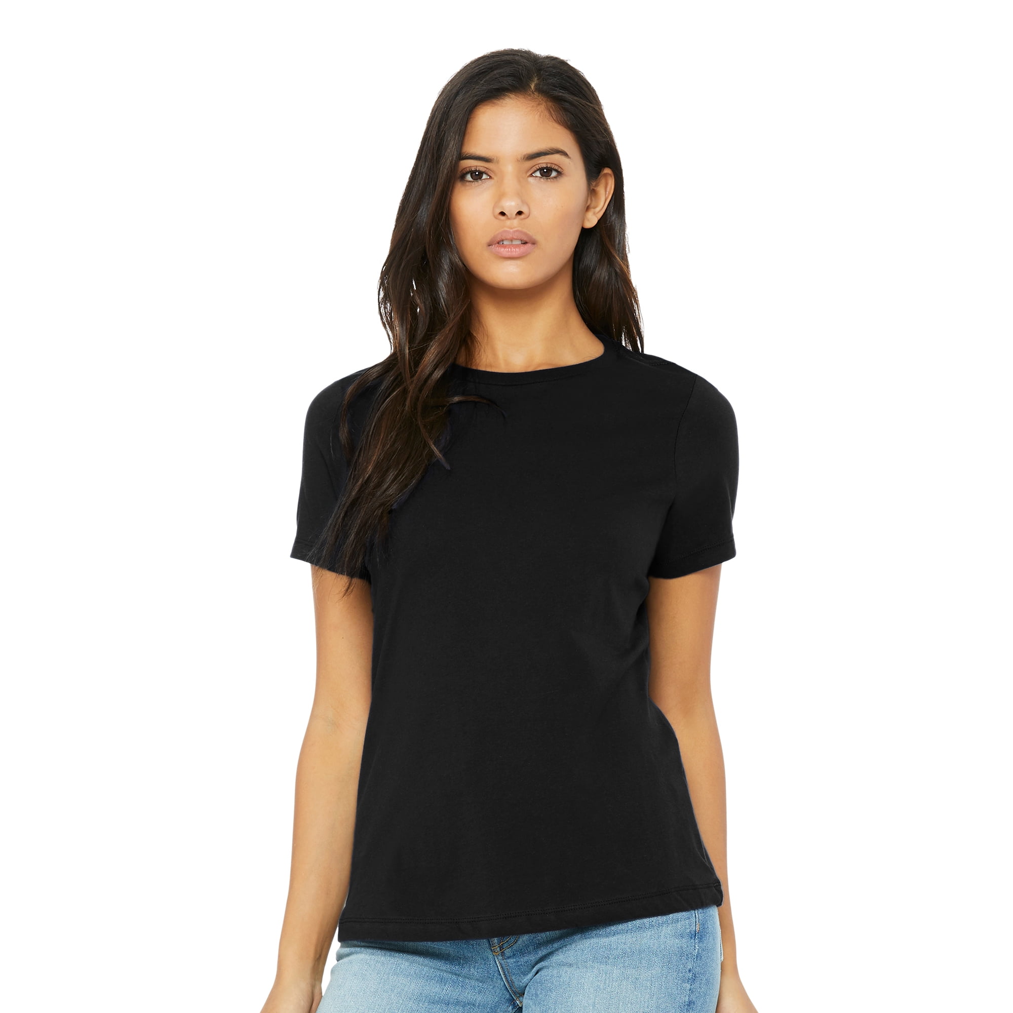 BELLA+CANVAS Women's Relaxed Crew Neck T-Shirt for Crafting, Black, Small