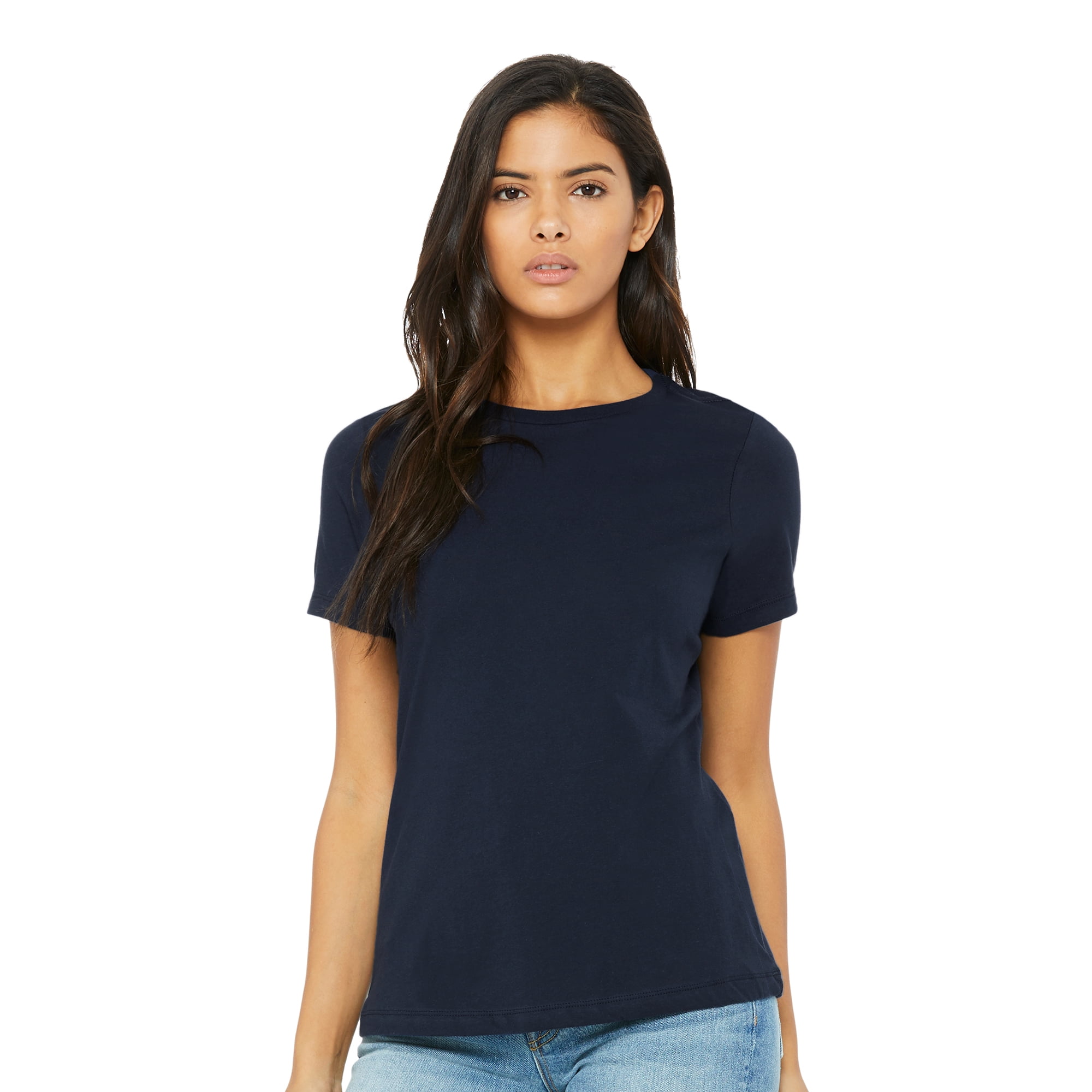 BELLA+CANVAS Women's Relaxed Crew Neck T-Shirt for Crafting, Navy, Large