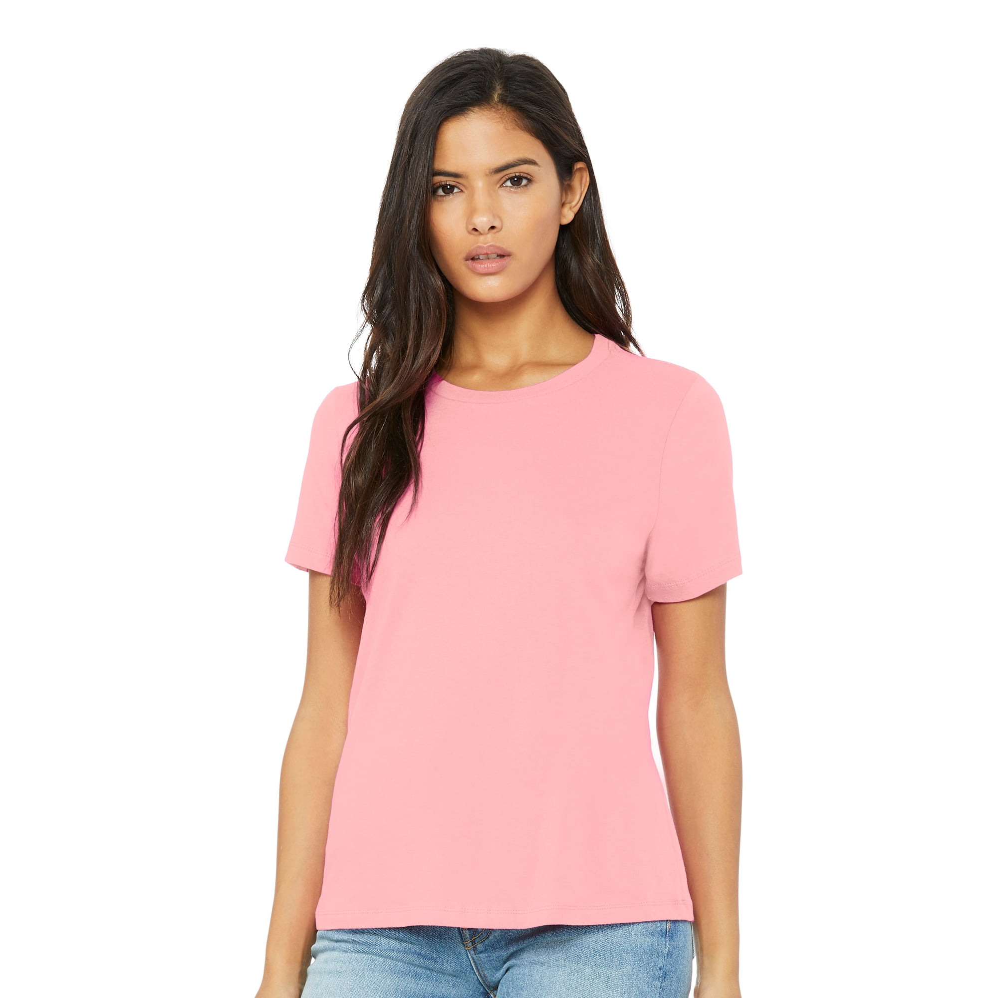 BELLA+CANVAS Women's Relaxed Crew Neck T-Shirt for Crafting, Pink, Xlarge