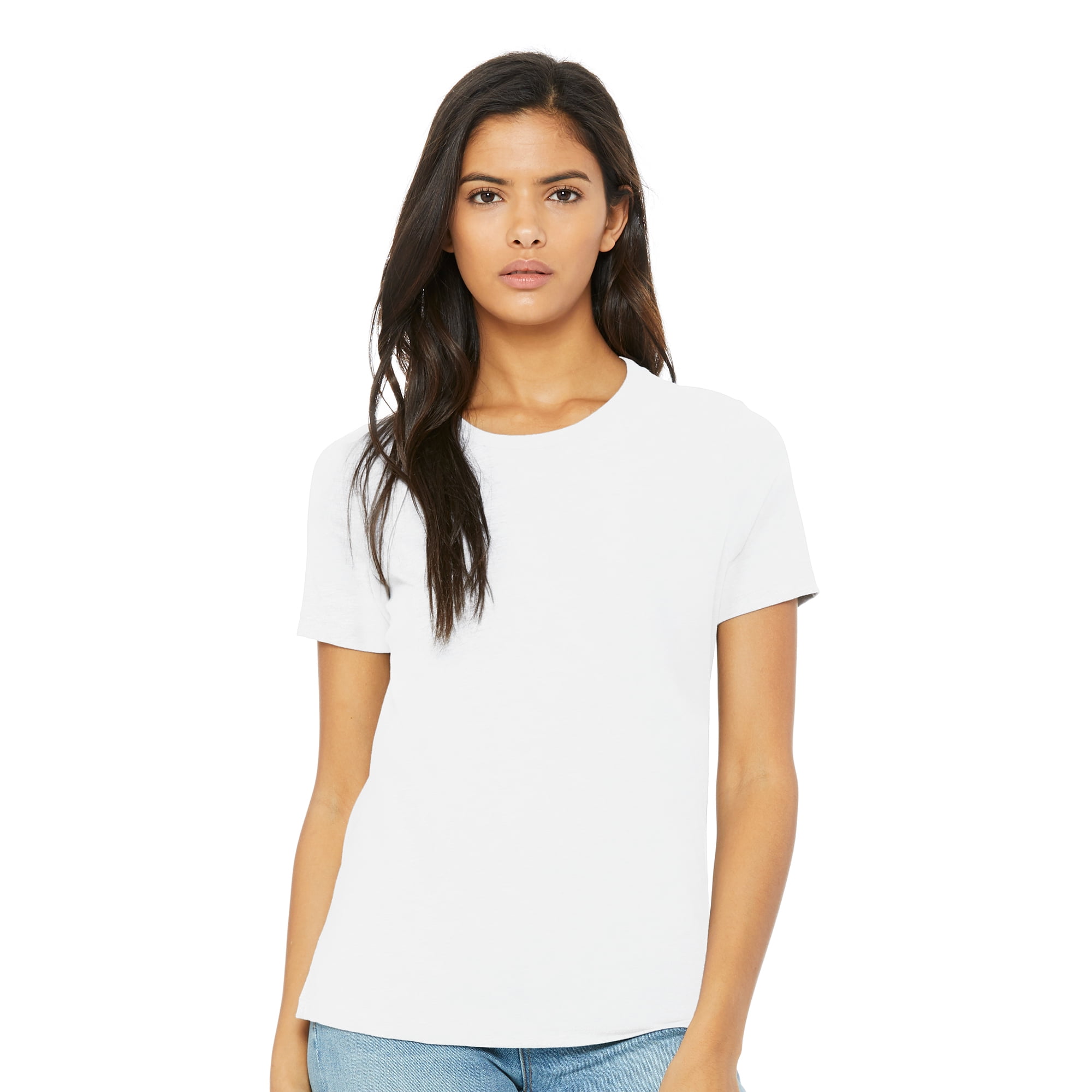 BELLA+CANVAS Women's Relaxed Crew Neck T-Shirt for Crafting, White, Small
