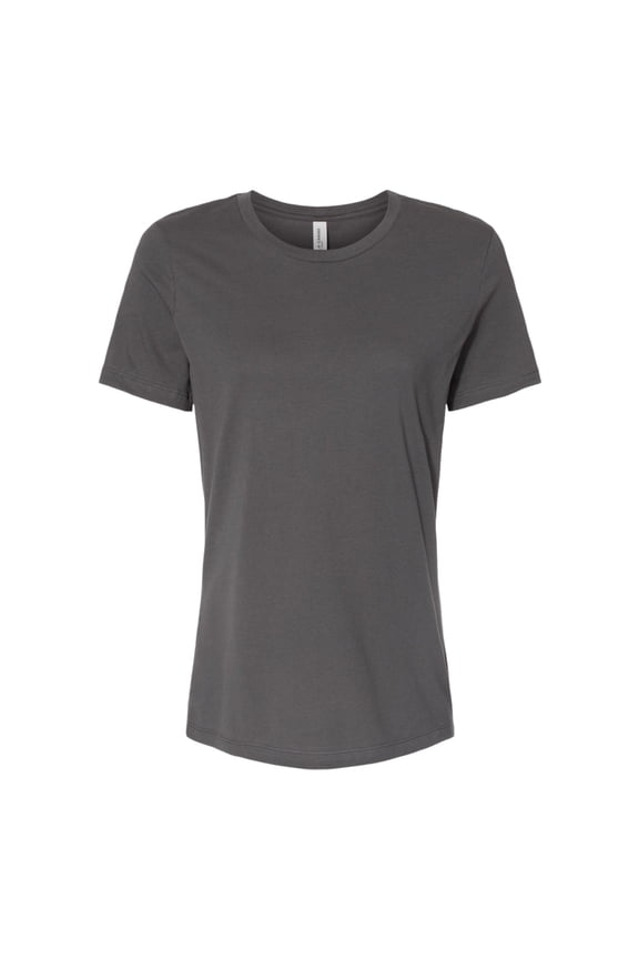 BELLA + CANVAS Women’s Relaxed Jersey Tee 100% Ring-Spun Cotton Short Sleeve Crew Neck T-Shirt (Asphalt, S)