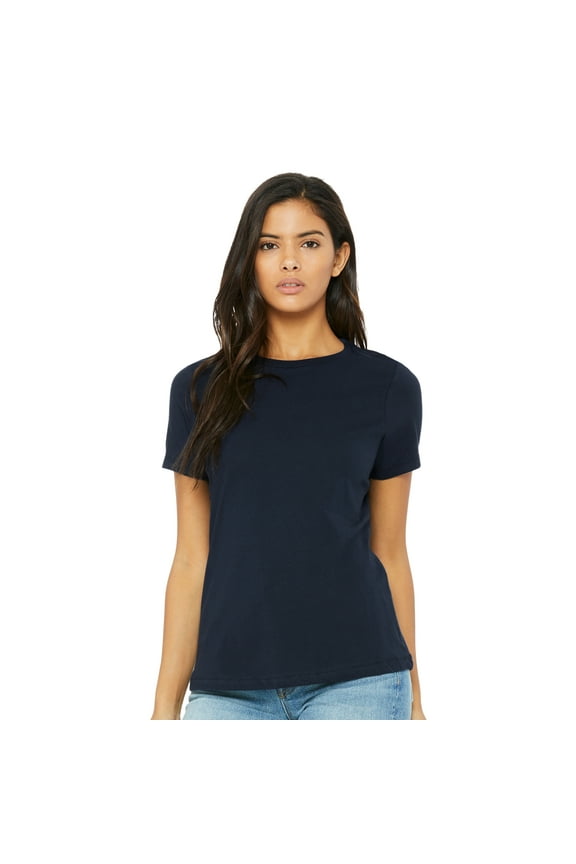 Women's Relaxed Short Sleeve Crew T-Shirt for Crafting, Navy, Large, 3-Pack