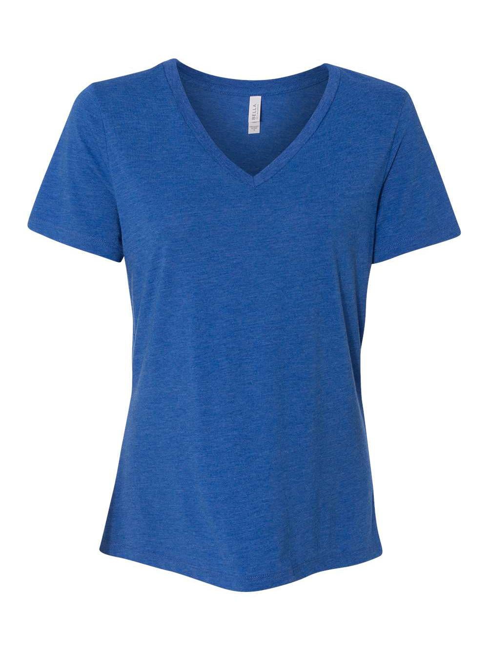 BELLA + CANVAS Women 's Relaxed Triblend Short Sleeve V-Neck Tee ...