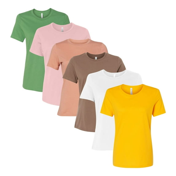 BELLA + CANVAS Women’s T-Shirts, Relaxed Fit Short Sleeve Jersey Tee 100% Airlume and Ring-Spun Cotton T-Shirt, Mixed Tees (Bright Color 6 Pack, 3XL)
