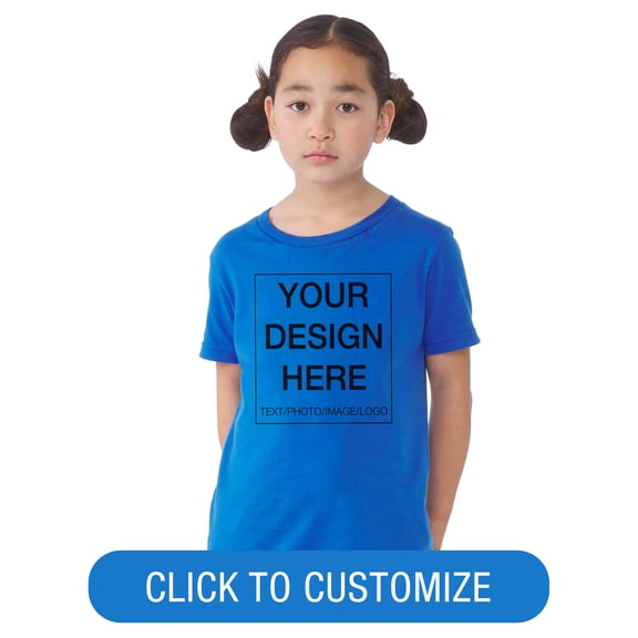 BELLA+CANVAS Youth Crew Neck Personalized T-Shirt, Create your own Designs, True Royal, Large Unisex