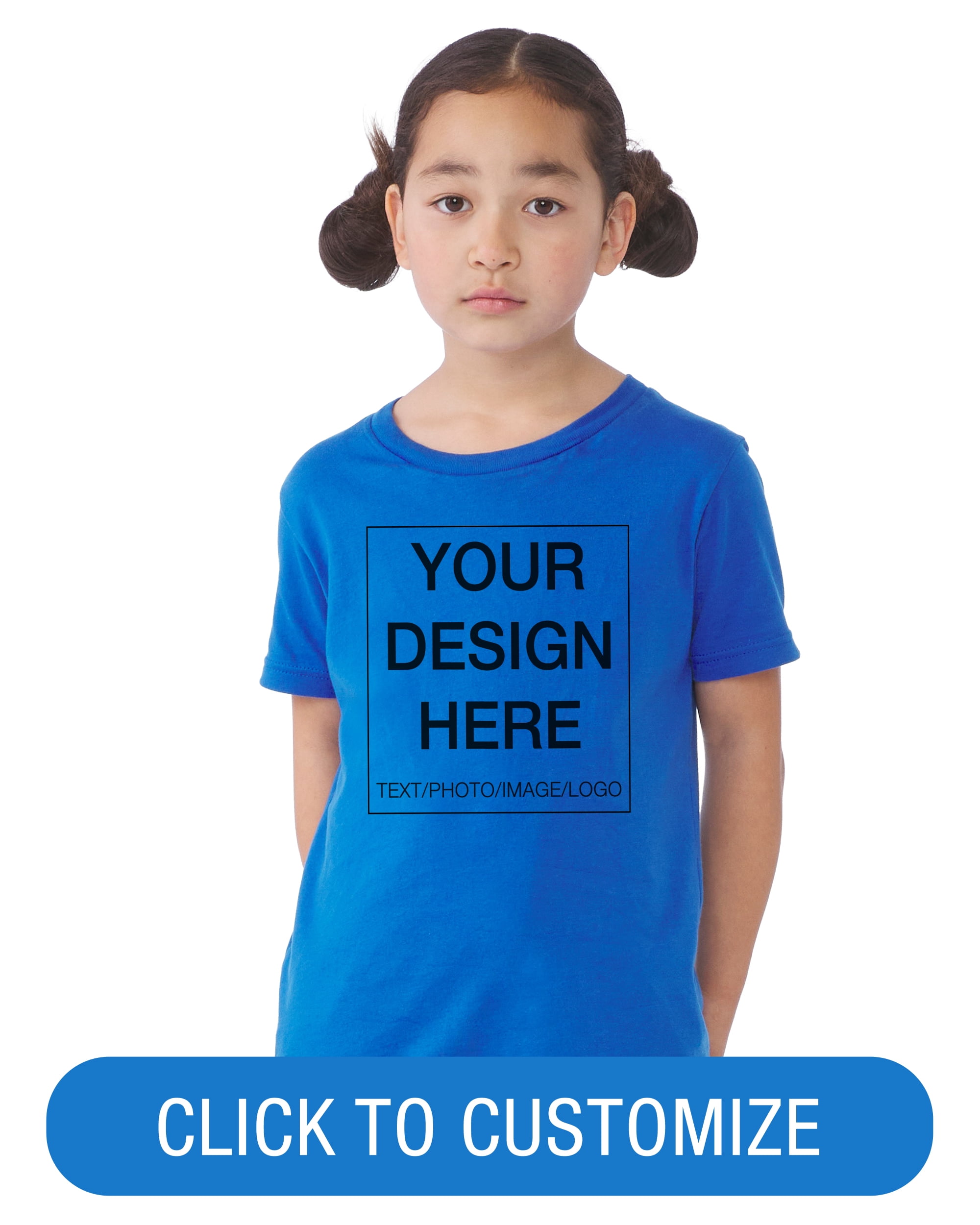 BELLA+CANVAS Youth Crew Neck Personalized T-Shirt, Create your own Designs, True Royal, Medium Unisex
