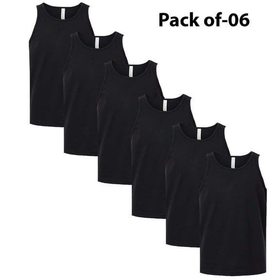 BELLA + CANVAS - Youth Heather Cvc Tank Top Made with 4.2 Oz 52/48 Cotton/polyester | Sleeveless Black Color Tank - 6 Pack, L Size