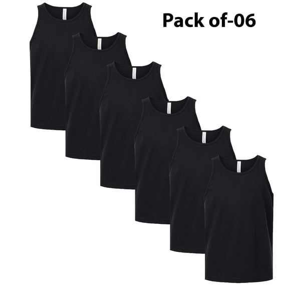 BELLA + CANVAS - Youth Heather Cvc Tank Top Made with 4.2 Oz 52/48 Cotton/polyester | Sleeveless Black Color Tank - 6 Pack, M Size