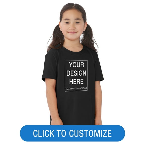 BELLA CANVAS Youth Short Sleeve Personalized T-Shirt, Create Your Own Designs, Black, Youth Medium, Unisex