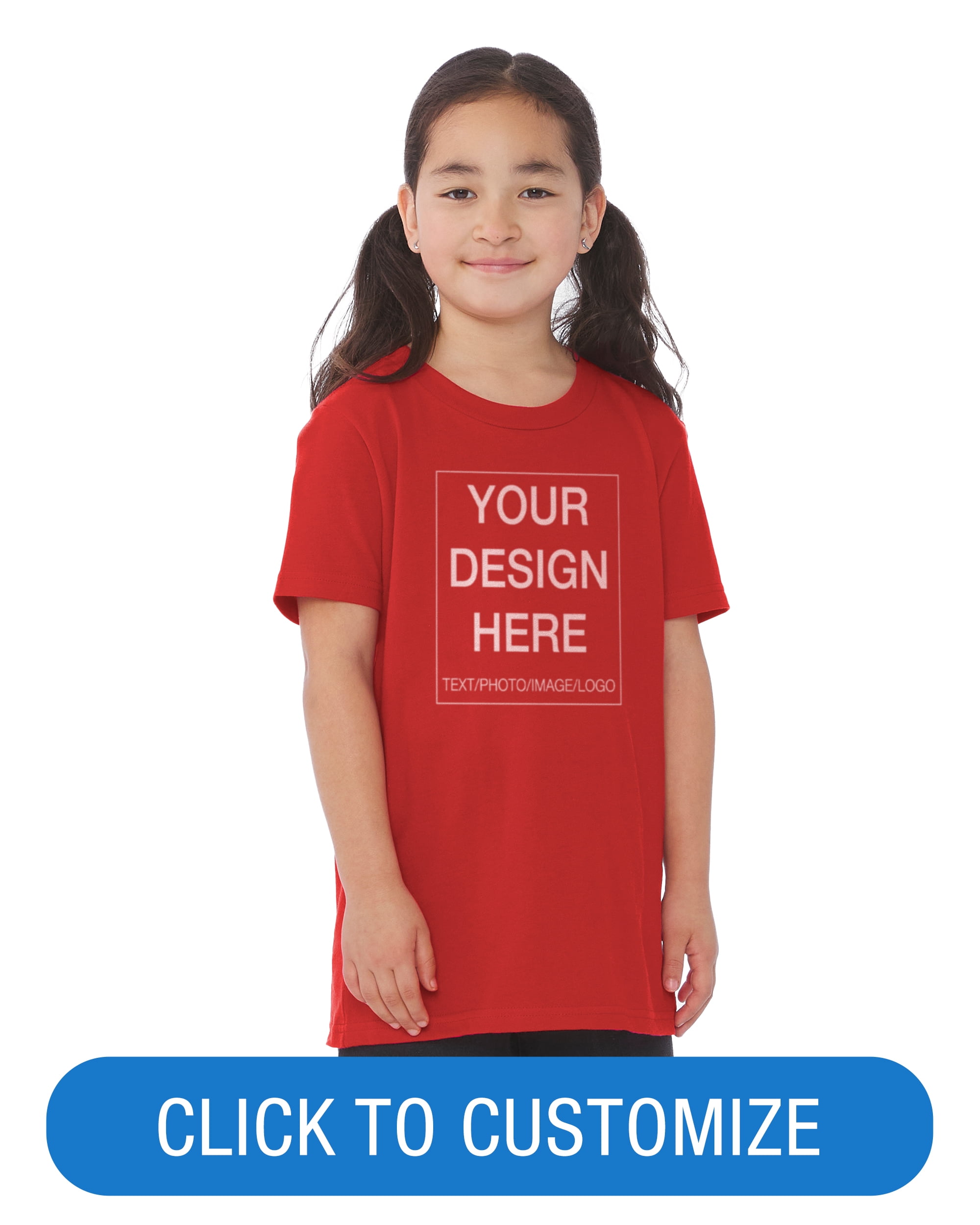 BELLA+CANVAS Youth Short Sleeve Personalized T-Shirt, Create Your Own Designs, Red, Youth Medium, Unisex