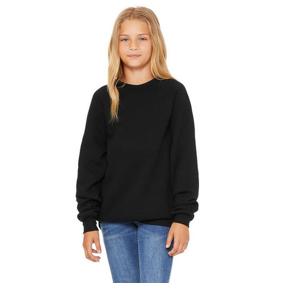 BELLA   CANVAS - Youth Sponge Fleece Crewneck Sweatshirt - 3901Y - Black - Size: M