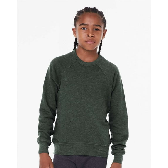 BELLA + CANVAS - Youth Sponge Fleece Crewneck Sweatshirt - 3901Y - Heather Forest