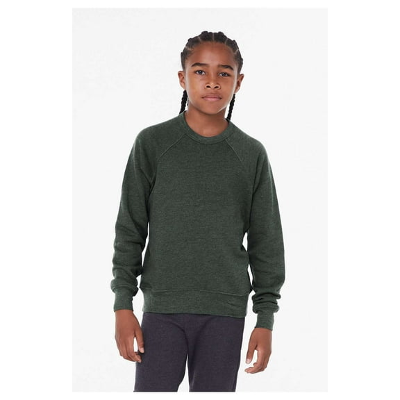 BELLA CANVAS - Youth Sponge Fleece Crewneck Sweatshirt - 3901Y - Heather Forest