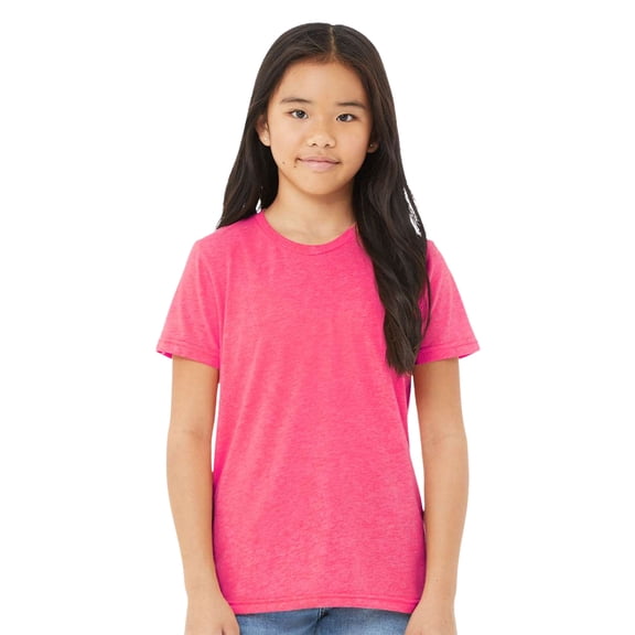BELLA   CANVAS Youth Triblend Tee Crewneck Plain T-Shirt (Charity Pink Triblend , XL)